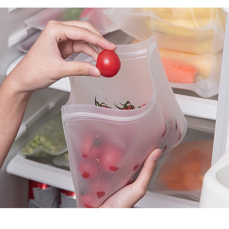 PEVA Silicone Food Storage Bag Vacuum Container Reusable Storage Packages For Freezing Fresh Bag Plastic Bag Kitchen Organizer