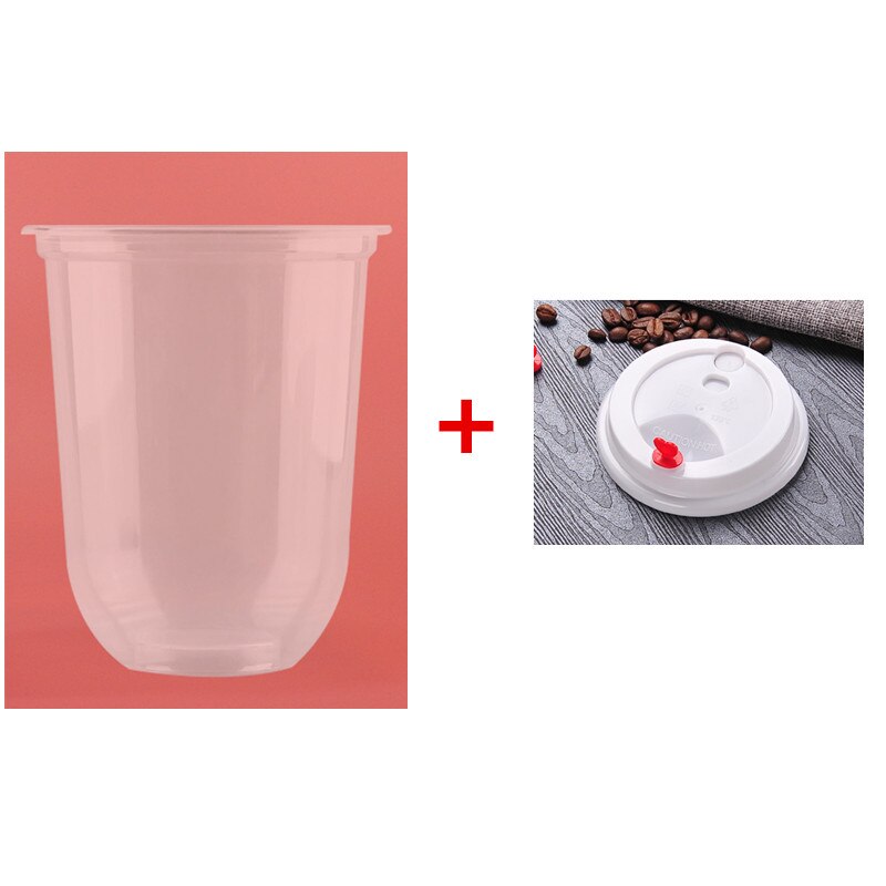 50pcs transparent disposable cups 360ml 500ml cold drink thick plastic cups birthday party favors cup with lid: cup and lid1 / 500ml 50pcs