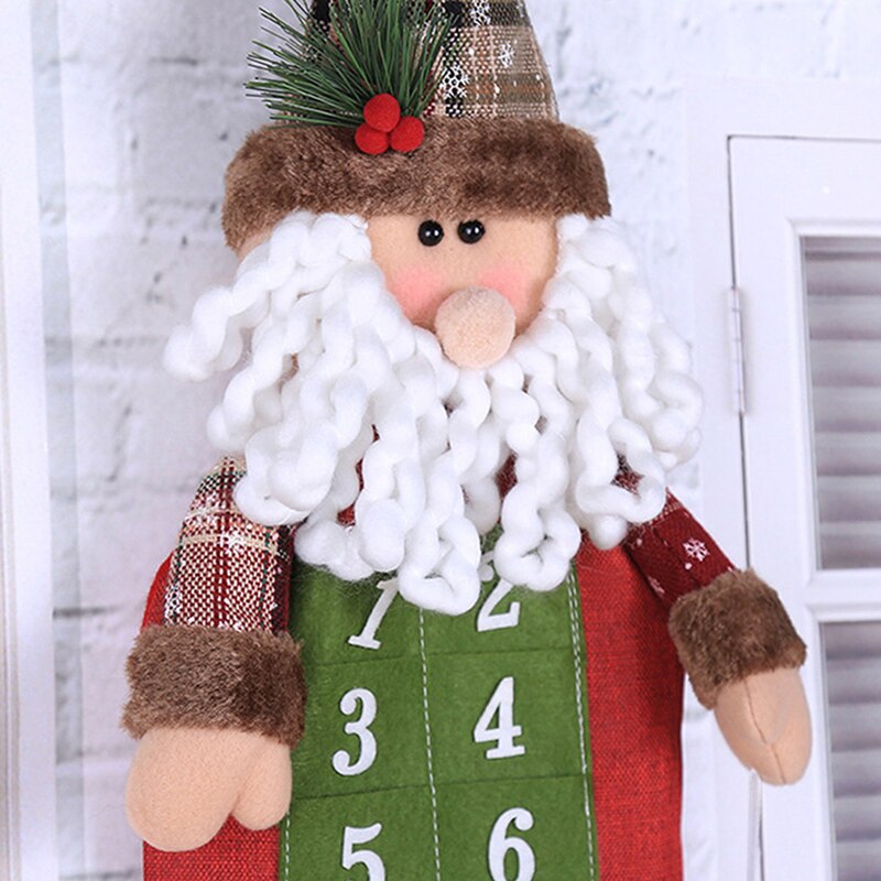 Juleadventskalender med lommer vegghengende nissefilt adventskalender 24 dager nedtelling julekalender for hjemmeinnredning