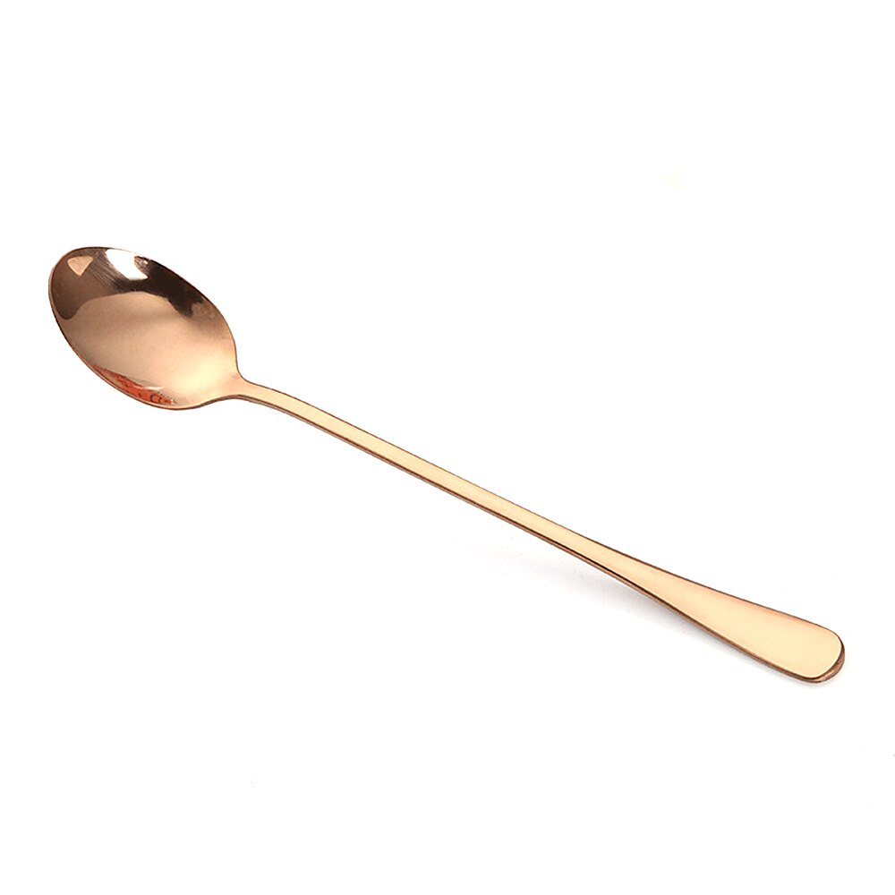 ! Colorful Long Handle Spoon Stainless Steel Coffee Tea Spoons Tip Head Tableware Beauty Mugs Spoons Soup Spoon Kitchen Tools: Rose Gold