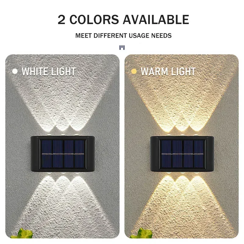 Outdoor Solar LED-wandlampen Waterdichte Led Solar Lamp Op en neer Lichtgevende verlichting voor tuin Balkon Yard Street Decor Lampen