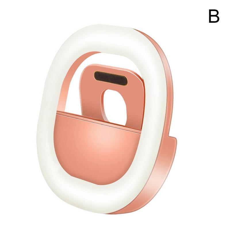 Mini Dimbare Led Ring Licht Clip Op Mobiele Telefoon Licht Invullen Self Timer Vierkante Miniatuur Led Lamp Selfie Ring Licht voor Make-Up: Pink