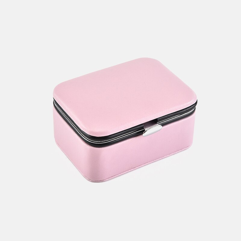 Small Size Jewelry Organizer Display Travel Jewelry Case Boxes Portable Cosmetic Zipper Leather Storage Jewelry Box Rangement: 4