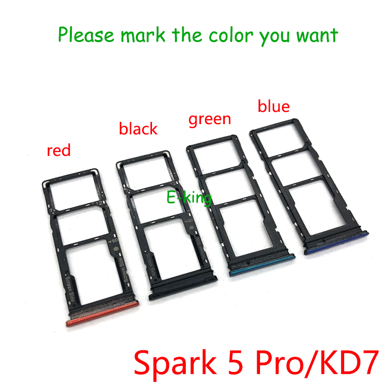 For Tecno Spark 2 4 5 6 7 Air Pro KA7 KC2 KC8 KD7 KD6 KE7 KE6 KF6 KF8 KB7 Sim Card Slot Tray Holder Sim Card Reader Socket: KD7 remark color