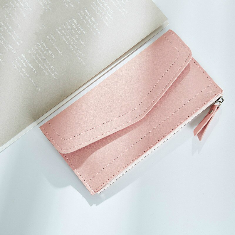 Women Wallets thin Simple Zipper Hasp Purses Business Credit Card Holders Clutch bag Standard Long Ladies Wallet: 6