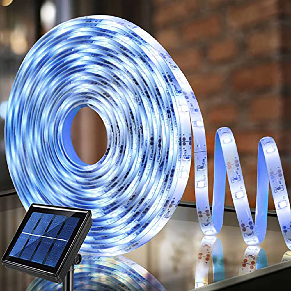 LED-lichtstrip Solar Outdoor waterdichte lichtstrip 5M wit/warm lichtstrip geschikt voor kerst binnenplaats decoratie licht: Blauw