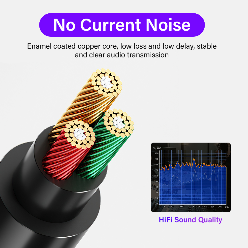 3.5 mm to 2 rca y-splitter 3.5mm adapterkabel for telefon, tv, høyttaler, pc, hifi, stereolyd, phono-plugg, lydkontakt