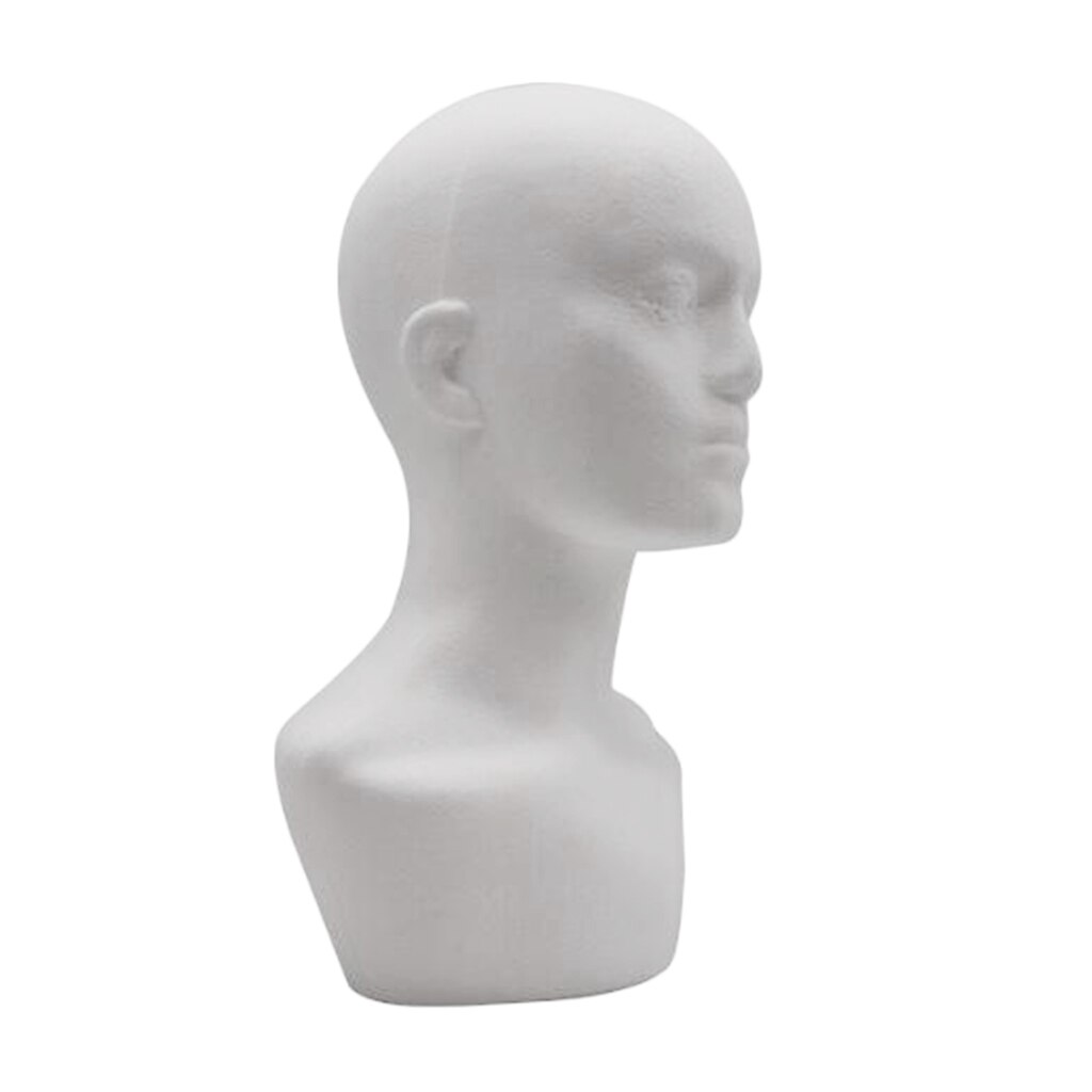 Lightweight Male Hair Hats Mannequin Stand Model For Cap Wig Glasses 21&#39;&#39; White