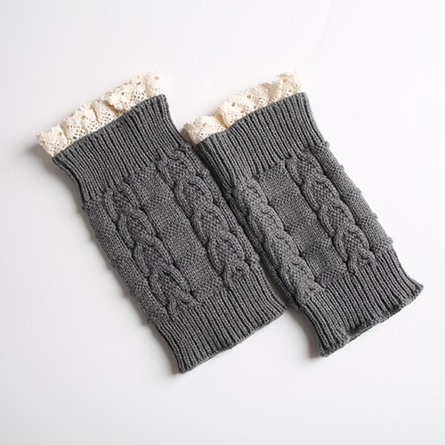 10 couleurs dentelle bottes chaussettes jambières pour les femmes tricot bottes poignets hiver court bottes couvre bottes chaudes guêtres: middle gray
