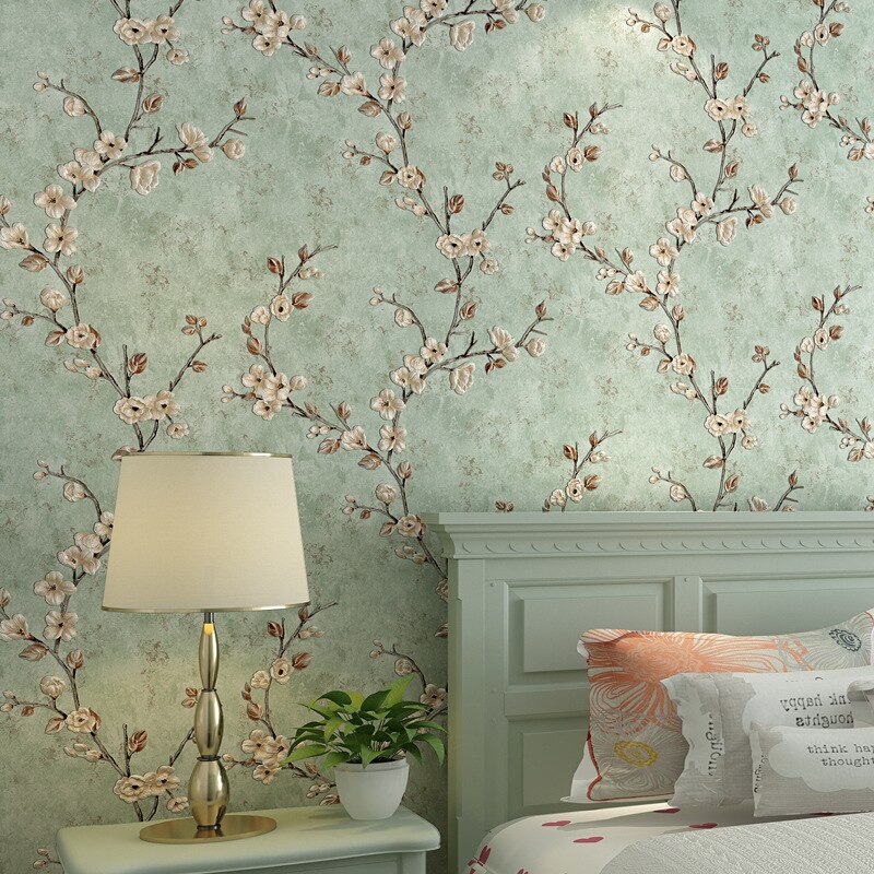 Retro Europese Land Behang Non Woven 3D Tuin Slaapkamer Woonkamer Ab Versie Met Tv Achtergrond Muur Bloem Behang