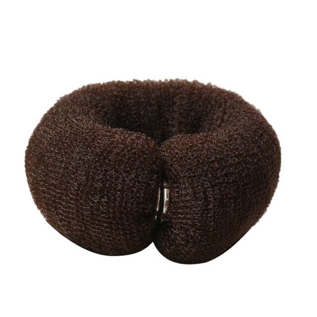 Donut para hacer moños de , esponja mágica de espuma, anillo grande fácil, herramientas de peinado para el cabello, accesorios para el cabello para niñas y mujeres: Brown
