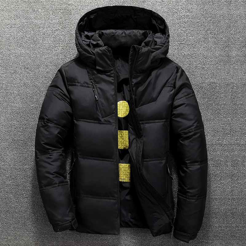 Winter Jacket Mens Thermal Thick Coat Snow Red Black Parka Male Warm Outwear - White Duck Down Jacket Men