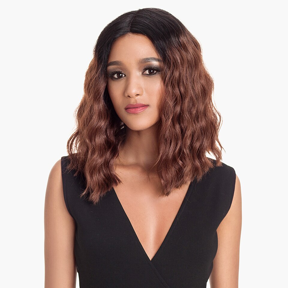 Magic Hair Synthetic Lace Front Wigs For Black Women 14Inch Heat Resistant Fiber Wigs Ombre For Women Ombre Deep Wavy Hair