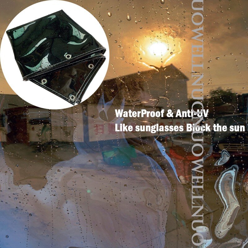 Custom 0.35mm Thick PVC Rainproof Cloth Black Transparent Tarpaulin Garden Plant Awning Aiti-UV Sun Protective Waterproof Cover