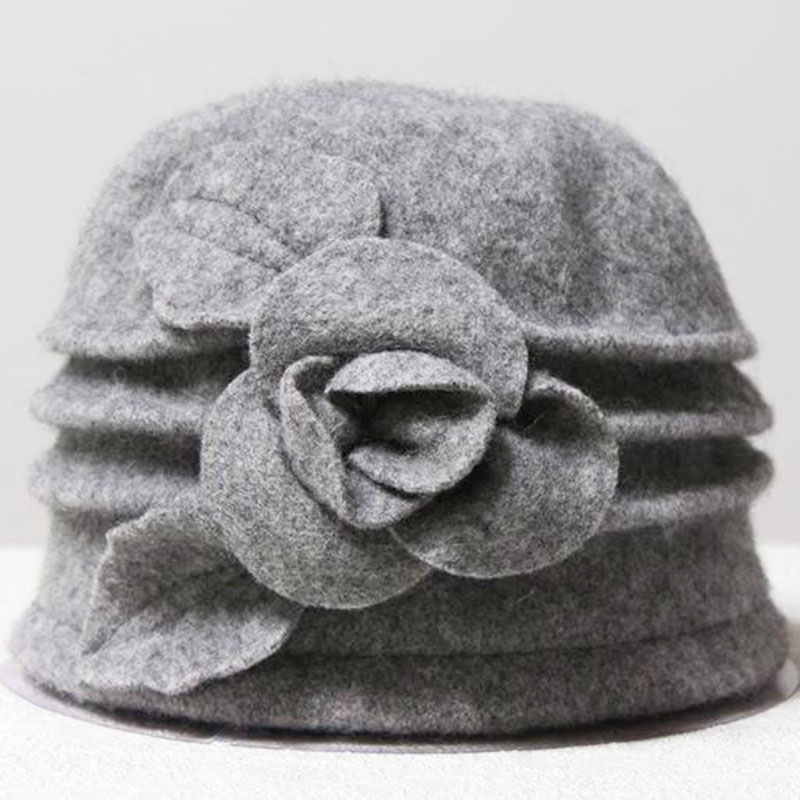 Bowknot 100%  uldhat forår og efterår vinter midaldrende kvindelig floppy hat kvinder europæisk tidevande kuppel fedoras mor filt hatte