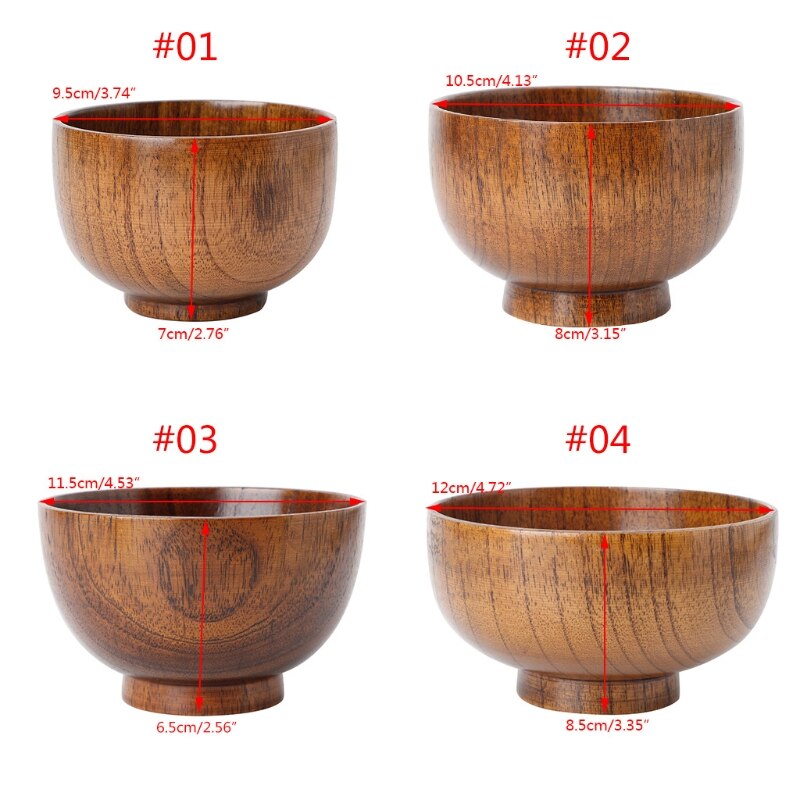 Utensilio de cocina vajilla azufaifo Natural de madera Bol para arroz o sopa comida Containter belleza de contenedor de almacenamiento tazón de fuente