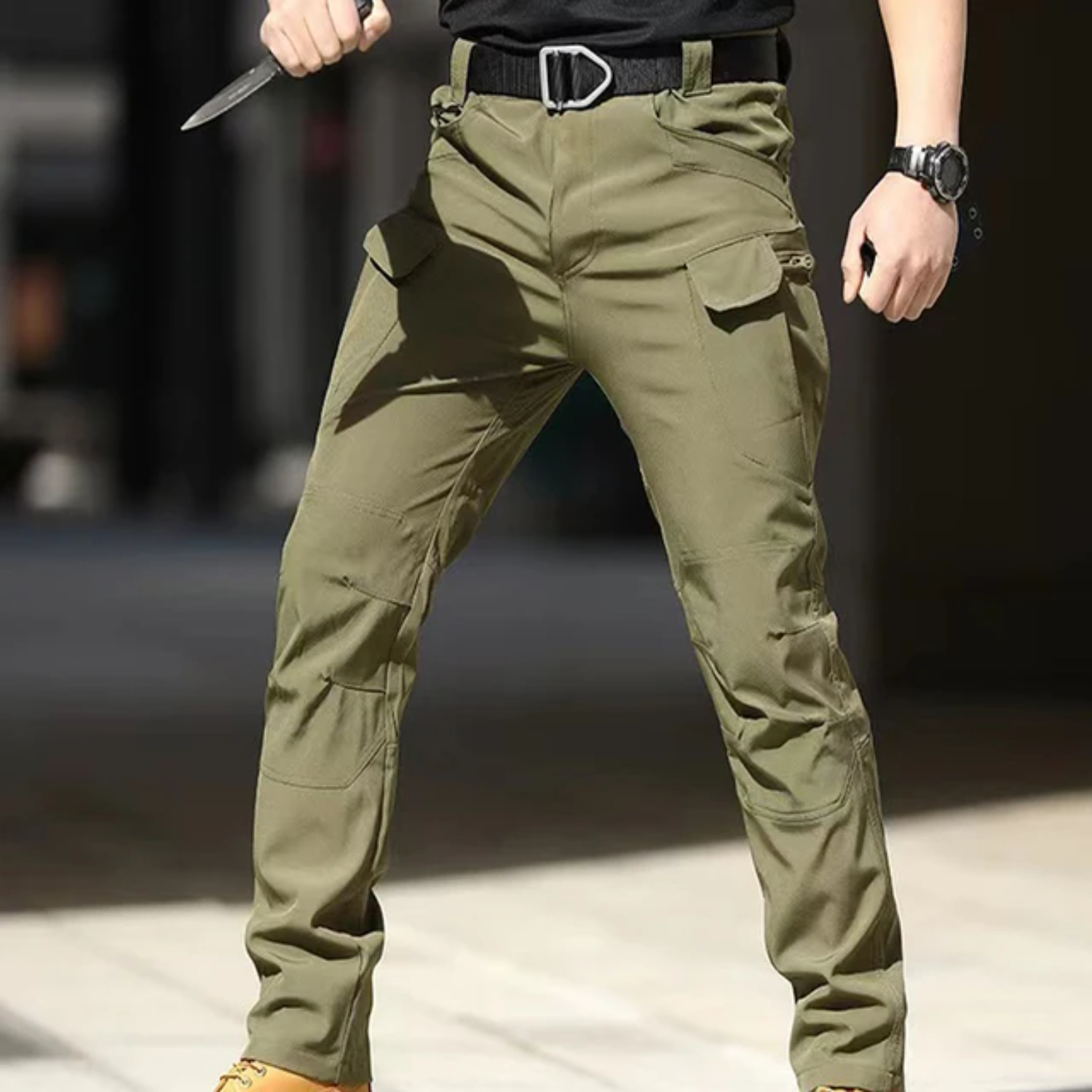Pantalones tácticos elásticos de secado rápido para hombre para escalada, senderismo, Camping, pesca y caza: 3XS / Beige