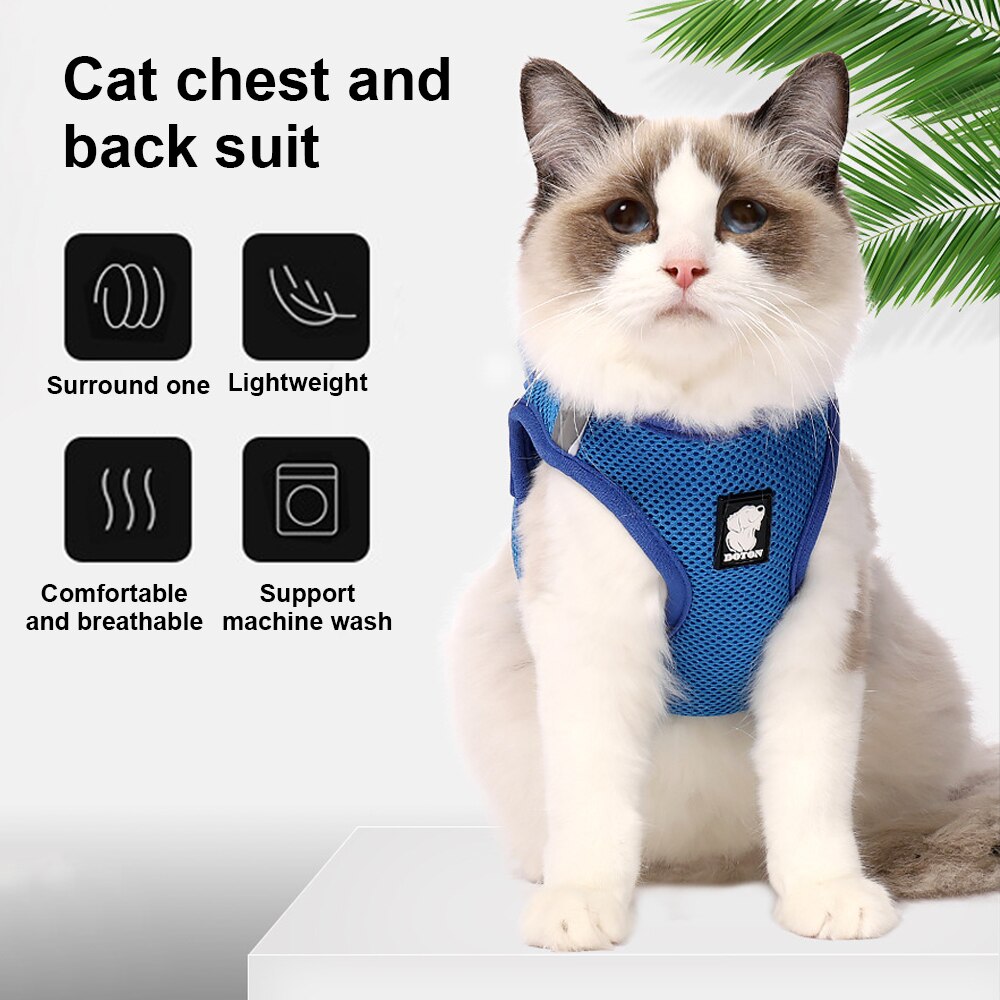 Harnas strepen verstelbaar super kattenharnas ademend jack zacht en comfortabel harnas met reflecterend xs oranje raster