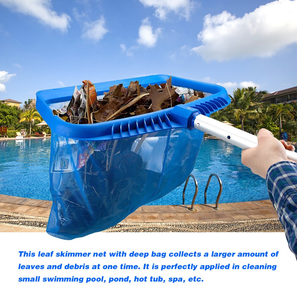Leaf Skimmer Net Deep Plastic Leaf Rake with Bag Fine Mesh Net Catcher Cleaning Tool for Swimming Pool Tub Pond Fountain