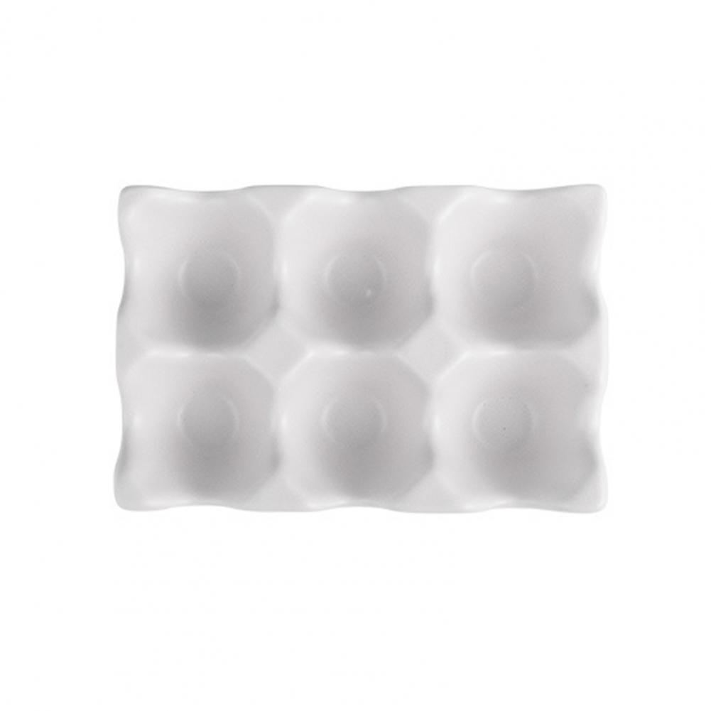 6 Grids Egg Holder Ceramic Egg Tray Anti-Slip Egg Container Storage Trays Space-Saving Egg Storage Box Refrigerator Organizer: White