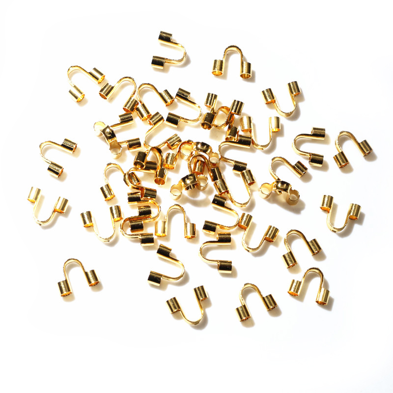 50 stuks roestvrij staal goudkleurige draadbeschermers bewaken beschermers lussen U vorm sluitingen connector voor sieraden maken: 14mm / green