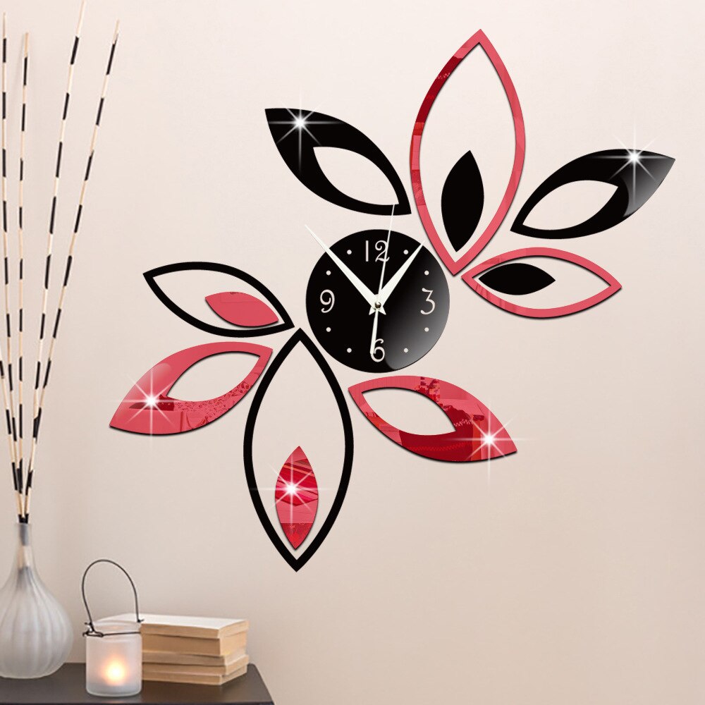 Stue utsmykning 3 d brakett klokke diy veggklokke dobbel farge lotus klokke