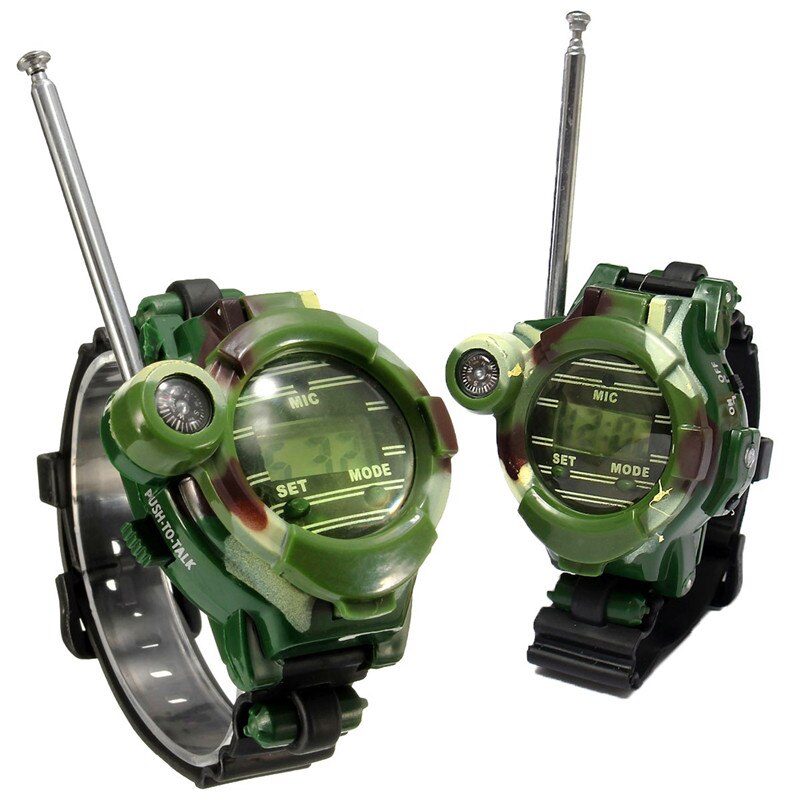 [Funny] 2Pcs/set Outdoor walkie camouflage interphone watch toy family play game electric intercom strong range clock toy