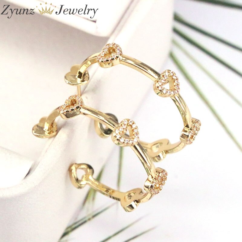 5 paires, or couleur coeur boucles d'oreilles pour femmes fille clair CZ pierre boucle d'oreille bijoux