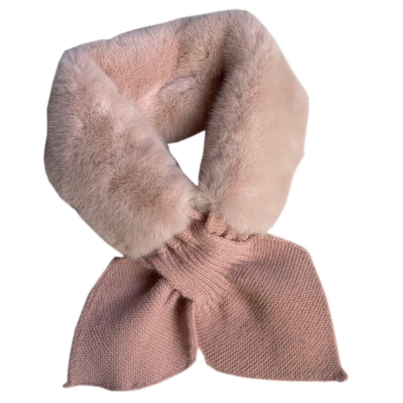 Bløde kvinder faux kanin pels krave tørklæde plys krave hals varmere vinter foulard femme skinny silke sjal wrap: Sc0780pk