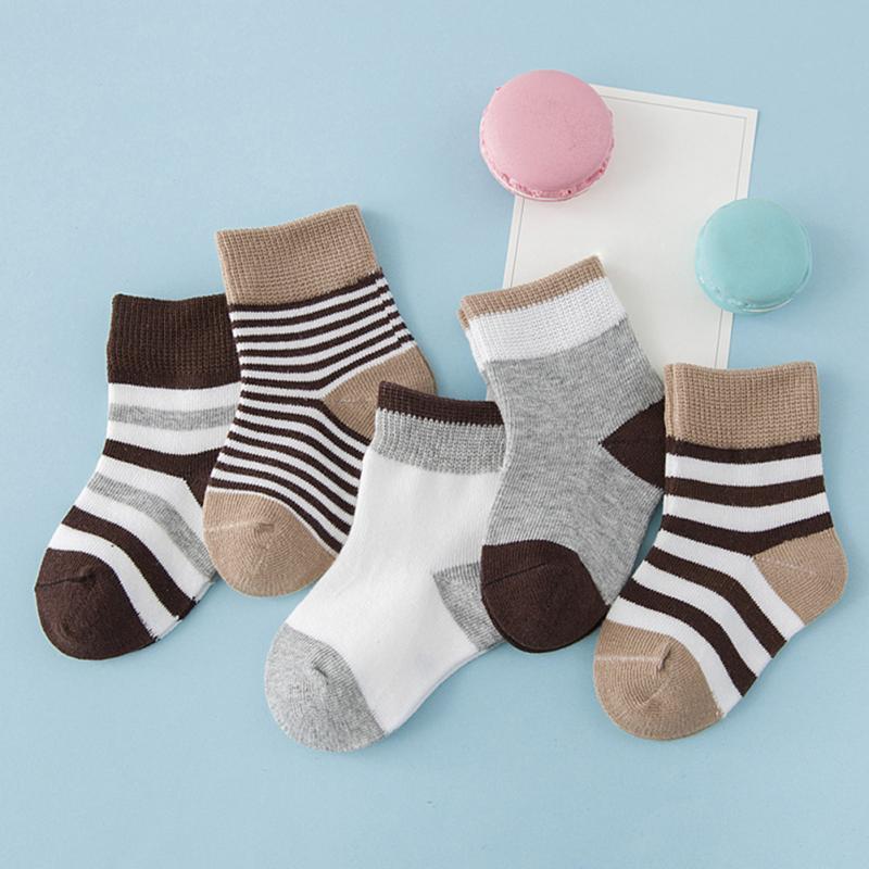 5 paare/paket Herbst Unisex Baby Jungen Socken Kinder Socke Baumwolle Kinder Mädchen Socken 0-6Y: Coffee / 1-3