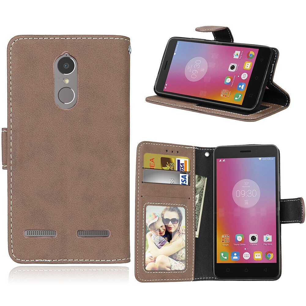 De cuero para Lenovo K6 funda magnética de cuero Flip para Lenovo K6 de 5,0 "K33a48 K33a42 teléfono caso cubierta con titular de la tarjeta: For Lenovo K6 / Beige