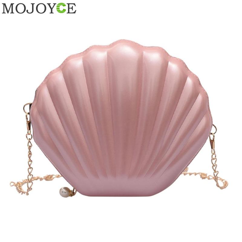 Märke crossbody väska sweet shell kedja axelväska clutch bag tjej budbärare väska handväska: Rosa