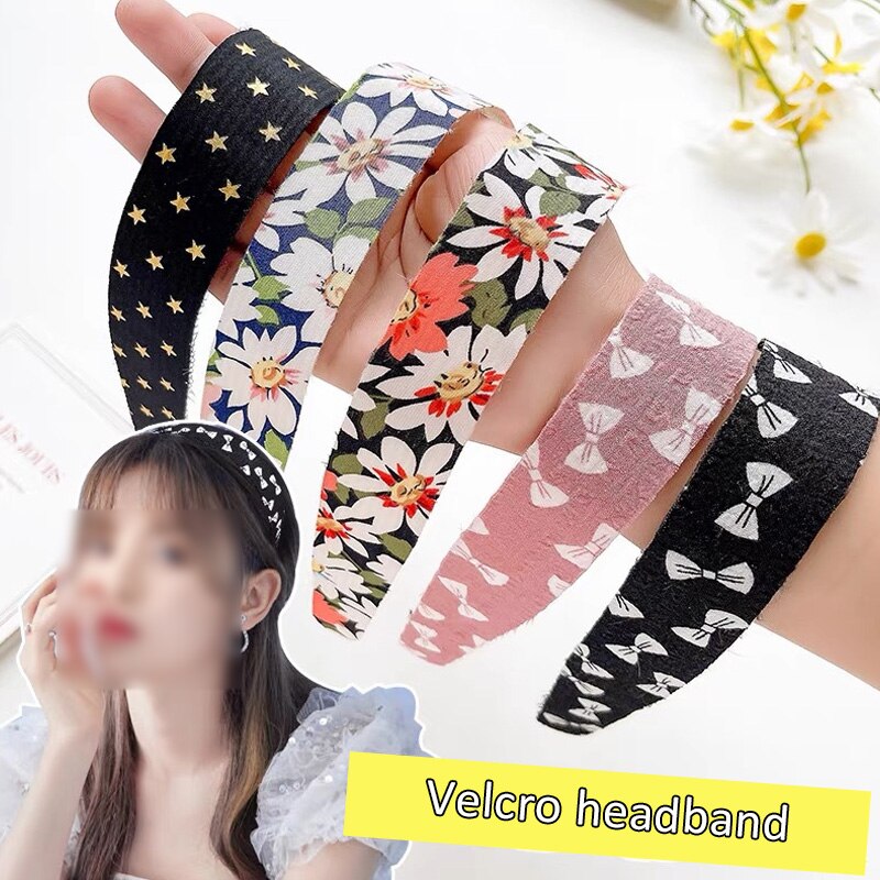Cinta de Velcro mágica para niña y mujer, diadema con estampado Floral, cintas para el pelo dulces, fáciles de usar, horquilla, flequillo, accesorios para el cabello
