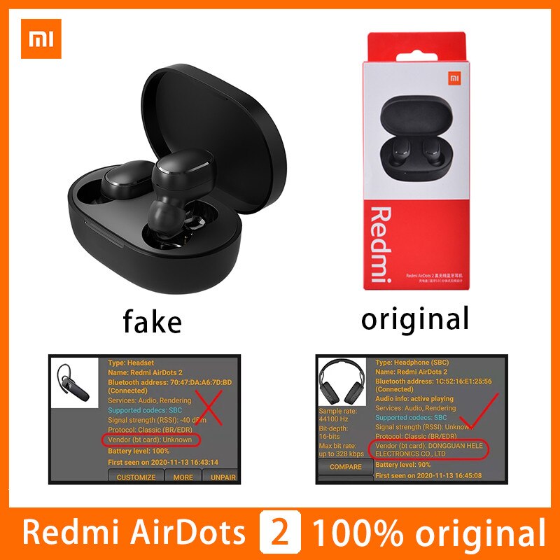 Originele Xiaomi Redmi Airdots 2 Draadloze Bluetooth 5.0 Oortelefoon In-Ear Stereo Bass Met Mic Handsfree Mi Oordopjes ai Controle