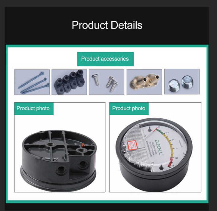 Differential Pressure Gauge micromanometer analog Manometer Pointer for air gas meters -30PA-30KPA EM2000