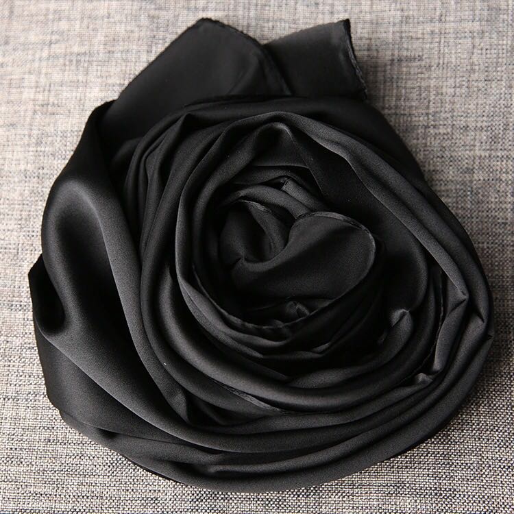 Zijden sjaal dames luxe merk satijn dik zacht effen kleur lange hoofd hijab femme natuurlijke zijden sjaal dames: Kleur 03