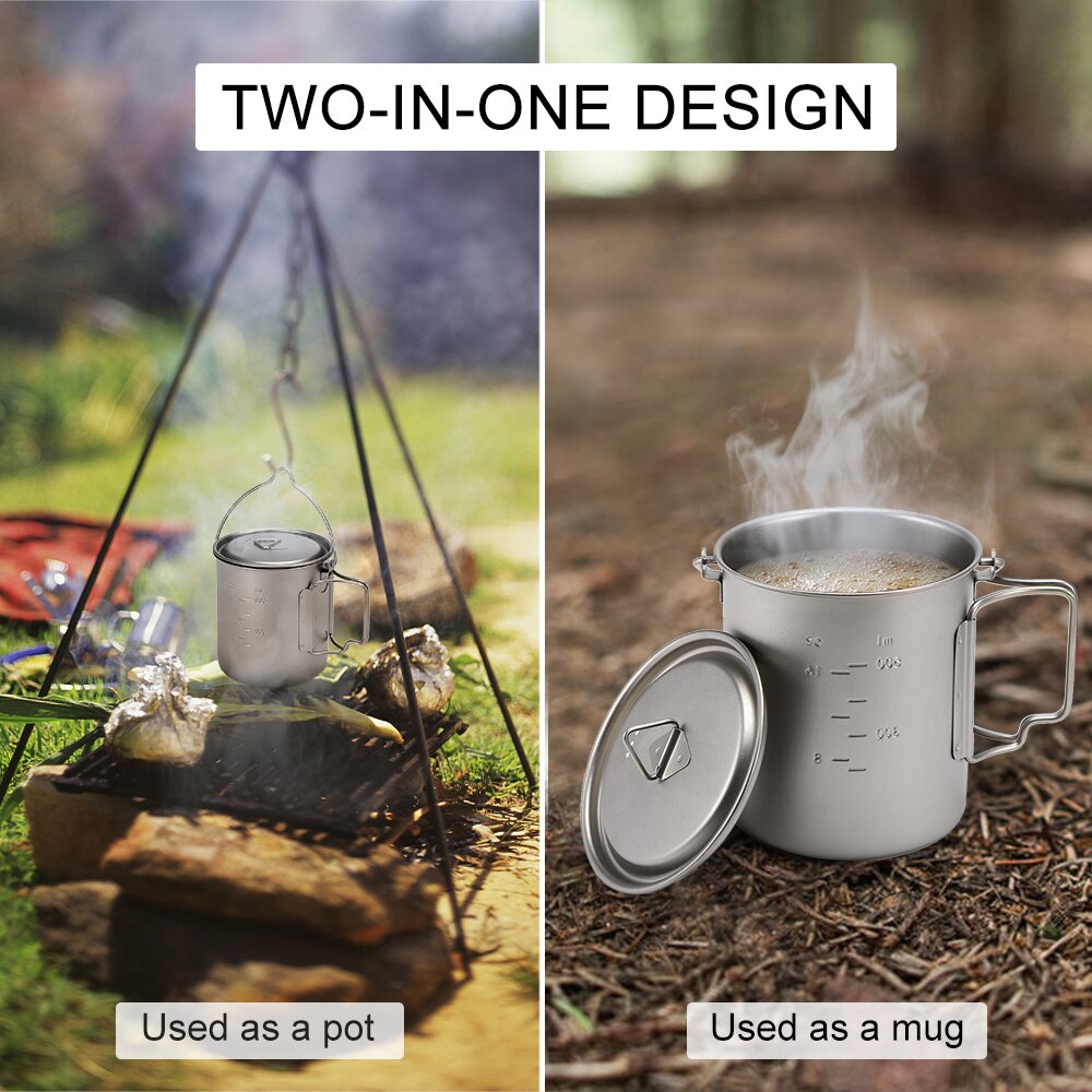 400ml/450ml Ultraleicht Titan Tasse 750ml Titan Hängen Topf Außen Geschirr setzt Camping Picknick Tragbare Getränk kochgeschirr