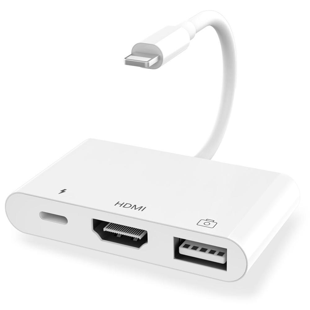 3 In 1 Hub Voor Lightning Digital Av Adapter Iphone 11 Pro Max, Ipad Air Mini, xs Xr 8 Plus 7, Hdmi Converter Usb Opladen Video: Default Title