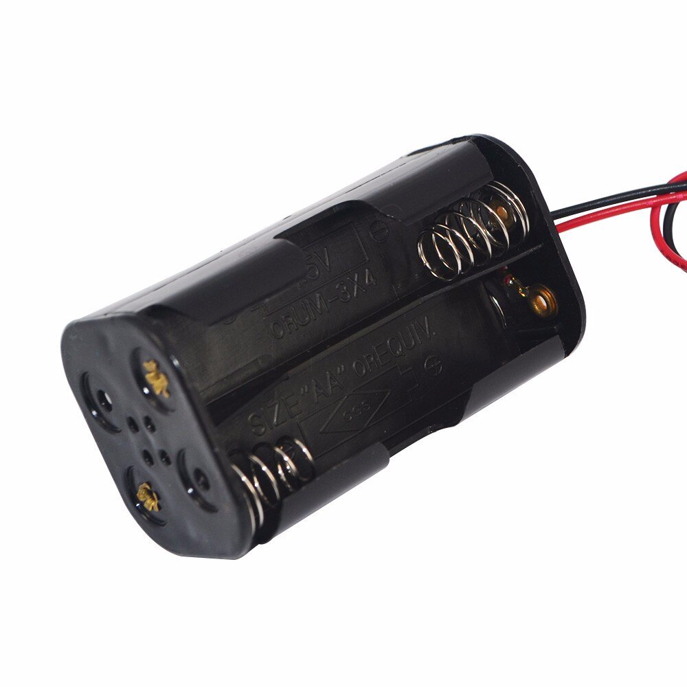 5 Stks/partij Aa Batterij Houder 6V Voor 4 X Aa Batterijen Zwart Plastic Opbergdoos Case Dual lagen Met Wire Lead