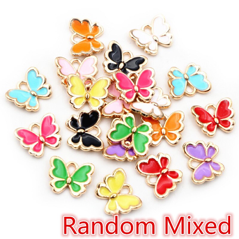 10pcs 10x13mm Bella Farfalla di Fascini Del Pendente Dello Smalto Piccolo Della Lega di Fascini Monili Che Fanno Accessori FAI DA TE per la Collana braccialetto: Randmly  Mixed