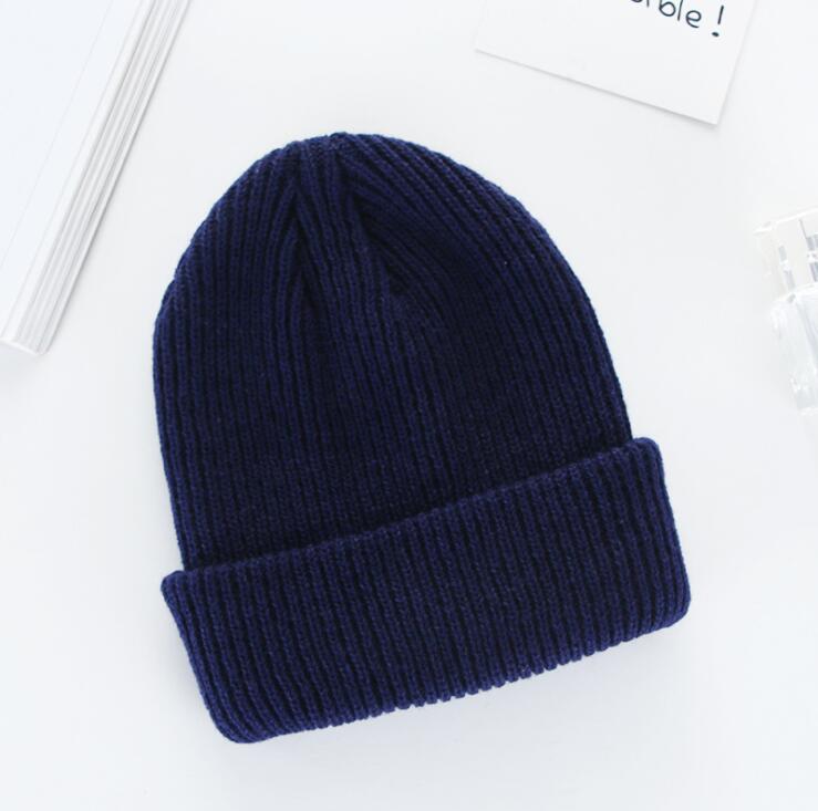 Solid strikket varm blød trendy vinter hatte enkel koreansk stil kvinder afslappede hætter all-match beanie hip hop hat