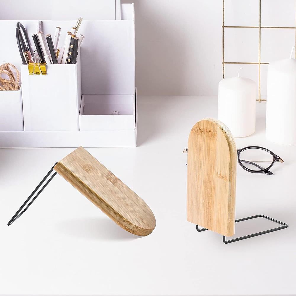 1Pc Nature Bamboo Bookends Wood Book Ends Magazine Holder Shelf Bookrack Office Desktop Organizer Book Stand Stationery