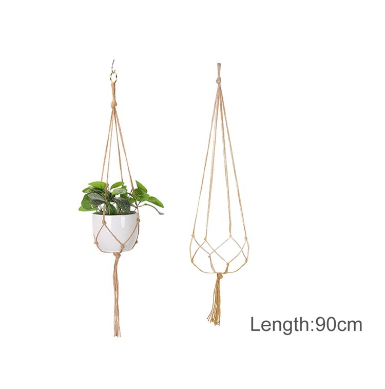 Macramé hecho a mano colgador de plantas cestas soporte para macetas balcón colgante maceta cesta decoración cuerda de elevación suministros de jardín para el hogar: Caqui oscuro