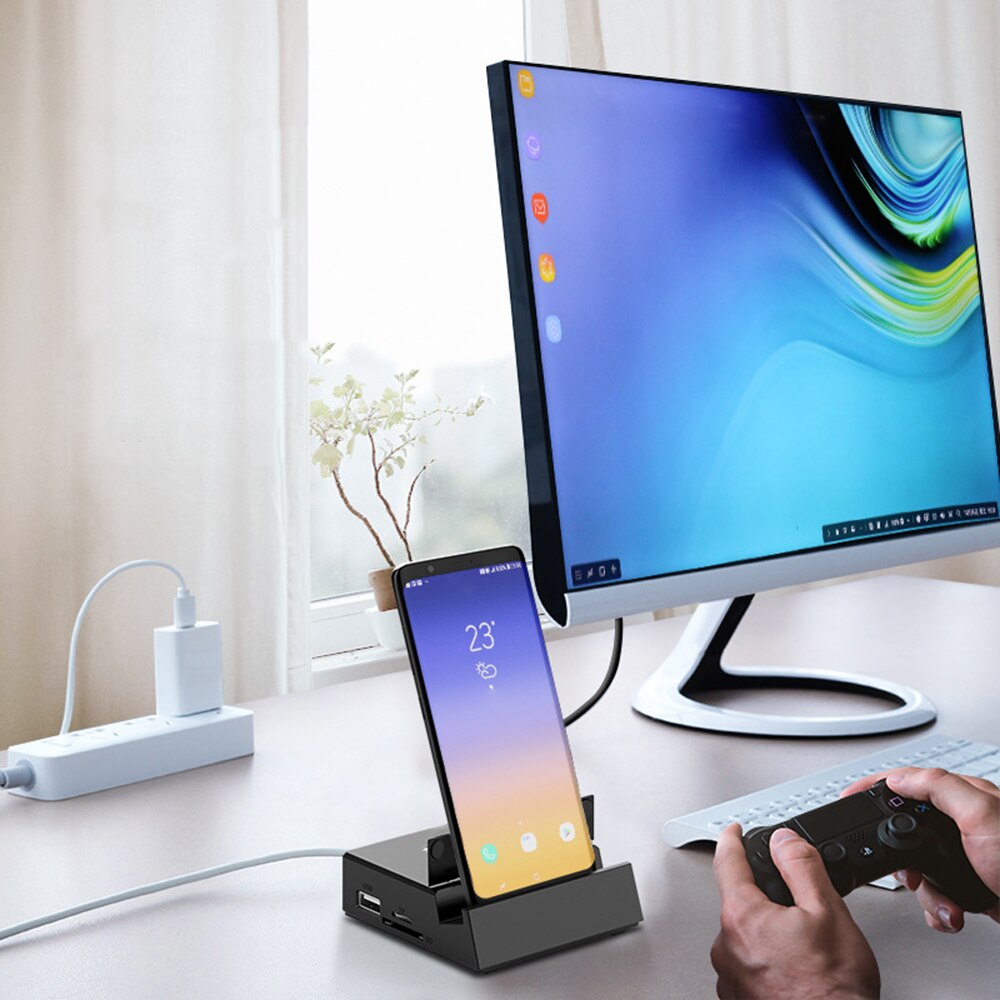 Multi-fonction 8 en 1 USB C HUB Type C Station d'accueil support de téléphone Dex USB C vers HDMI + SD + TF Dock adaptateur d'alimentation pour Samsung Huawei