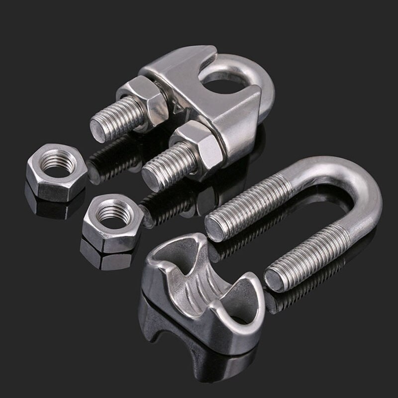 U Type Clamp Wire Rope Clips Clip U-shaped Steel Wire Rope Clip Cable Bolts Rigging Hardware Clamps 304 Stainless Steel