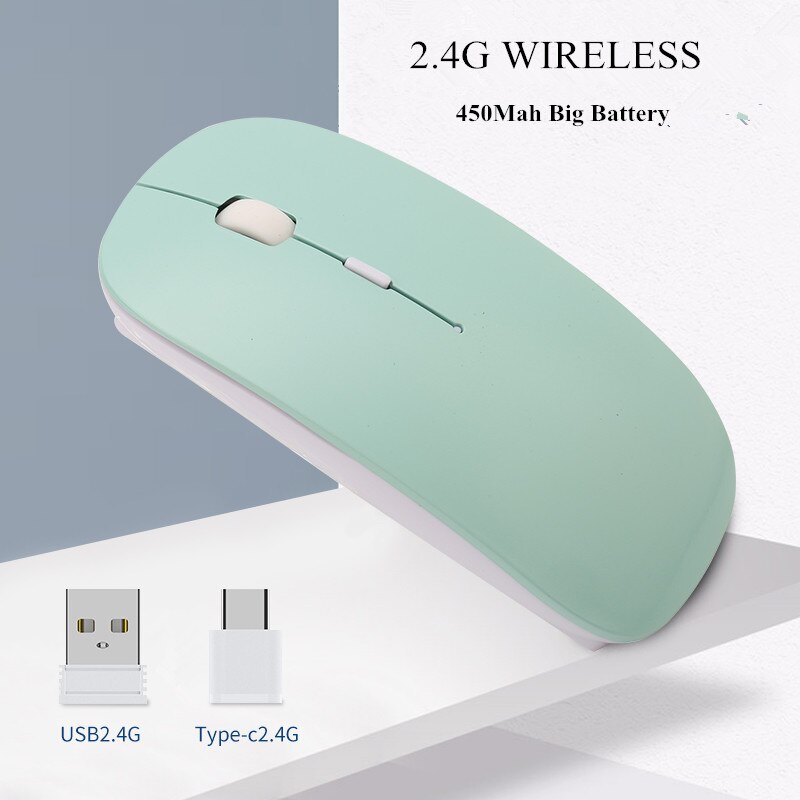 Drahtlose Maus Stille PC Maus Wiederaufladbare Maus 2,4G USB Band-C Optische Mäbenutzen Für Laptop PC Tabelt Clever telefon: Grün