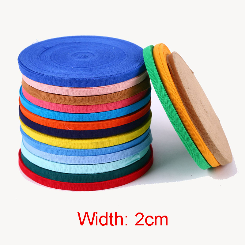 50 Yards/Roll 20mm Cotton Ribbon Herringbone Twill Bias Binding Tape For Bag Clothing Strap Handmade Garment Sewing 37 Colors