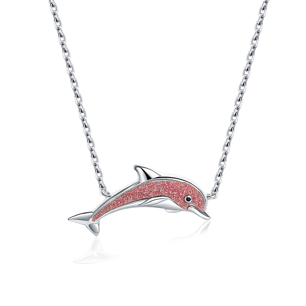 Fish Tail Pendant Jewelry Necklace For Women Silver Chain 18" Simple Cute Ladies 21*6mm Shiny Christmas Valentine Day