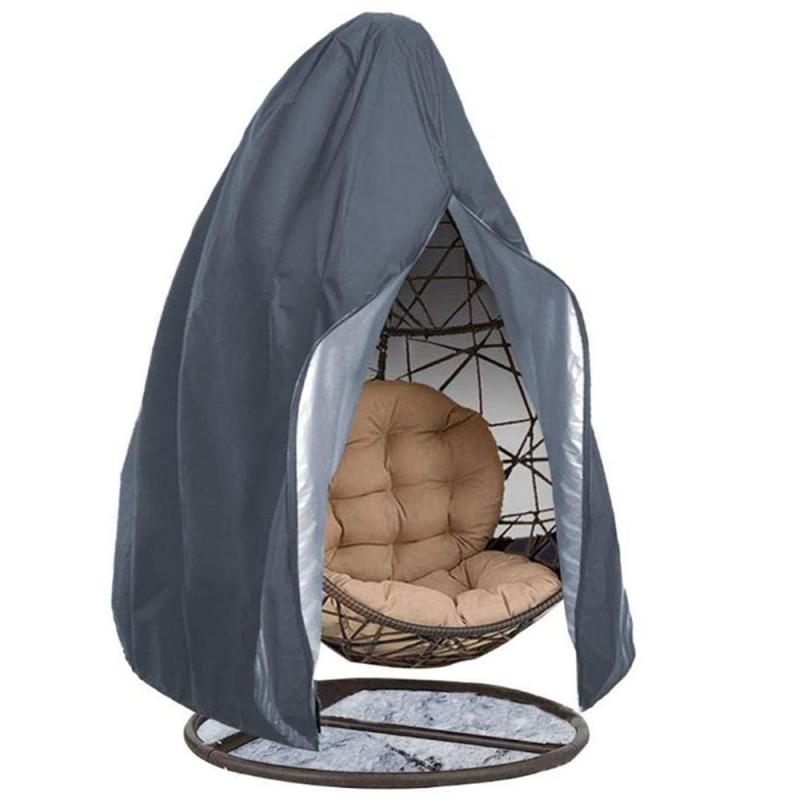 Ao ar livre pendurado ovo cadeira capa à prova dwaterproof água pára-sol pátio cadeira poeira capa de chuva protetor swing chair cover uv capa protetora: Gray One Seat Zip