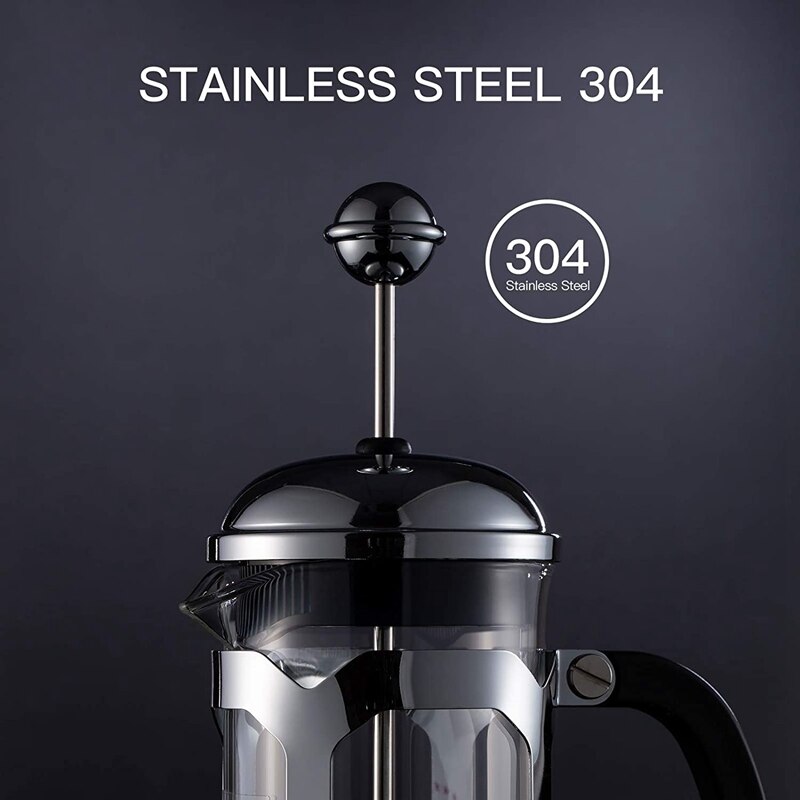 French Press Coffee Maker,Press System,Heat Resistant Thickened Borosilicate Glass,Durable Easy Clean